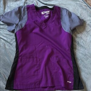 Grey's Anatomy Purple and Gray Scrub Top